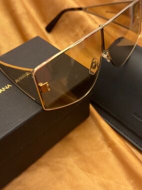 Dolce & Gabbana unisex Gold Frame Sunglasses with Brown Lenses